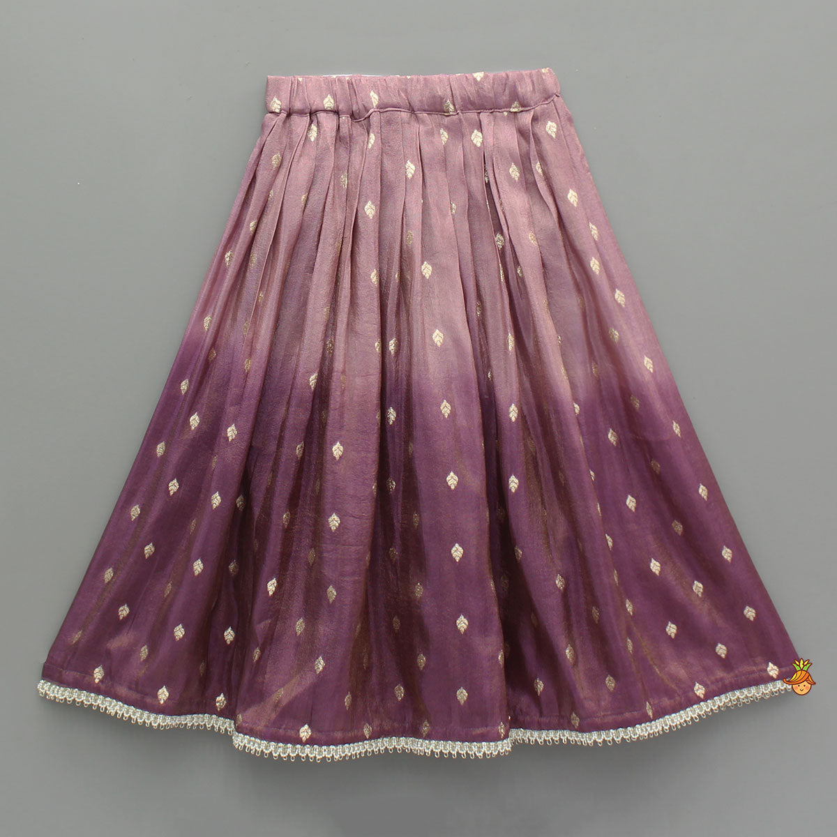 Pre Order: Purple Applique Top With Ombre Brocade Lehenga