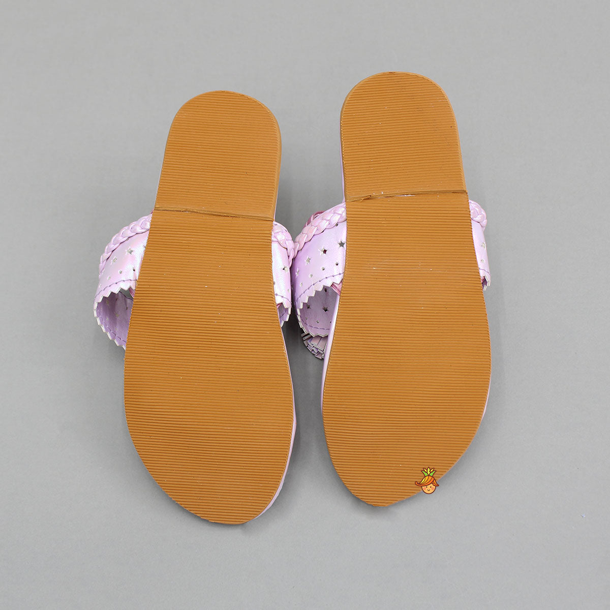 Pre Order: Pink Holographic Braid Detailed Kolhapuri Flats