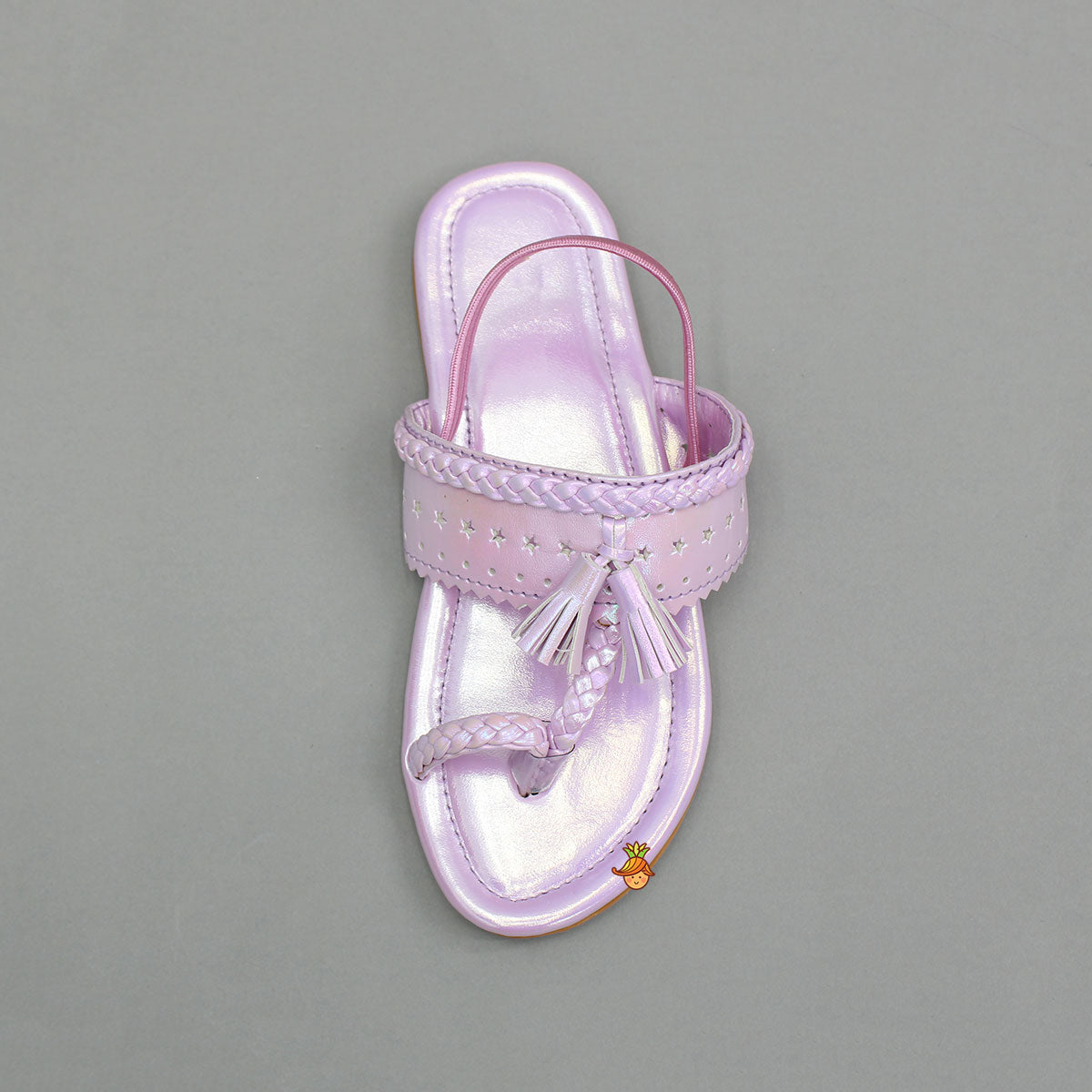 Pre Order: Pink Holographic Braid Detailed Kolhapuri Flats