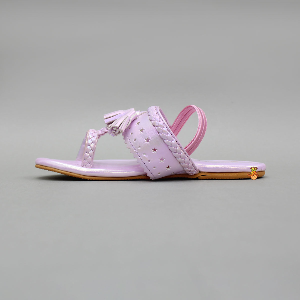 Pre Order: Pink Holographic Braid Detailed Kolhapuri Flats