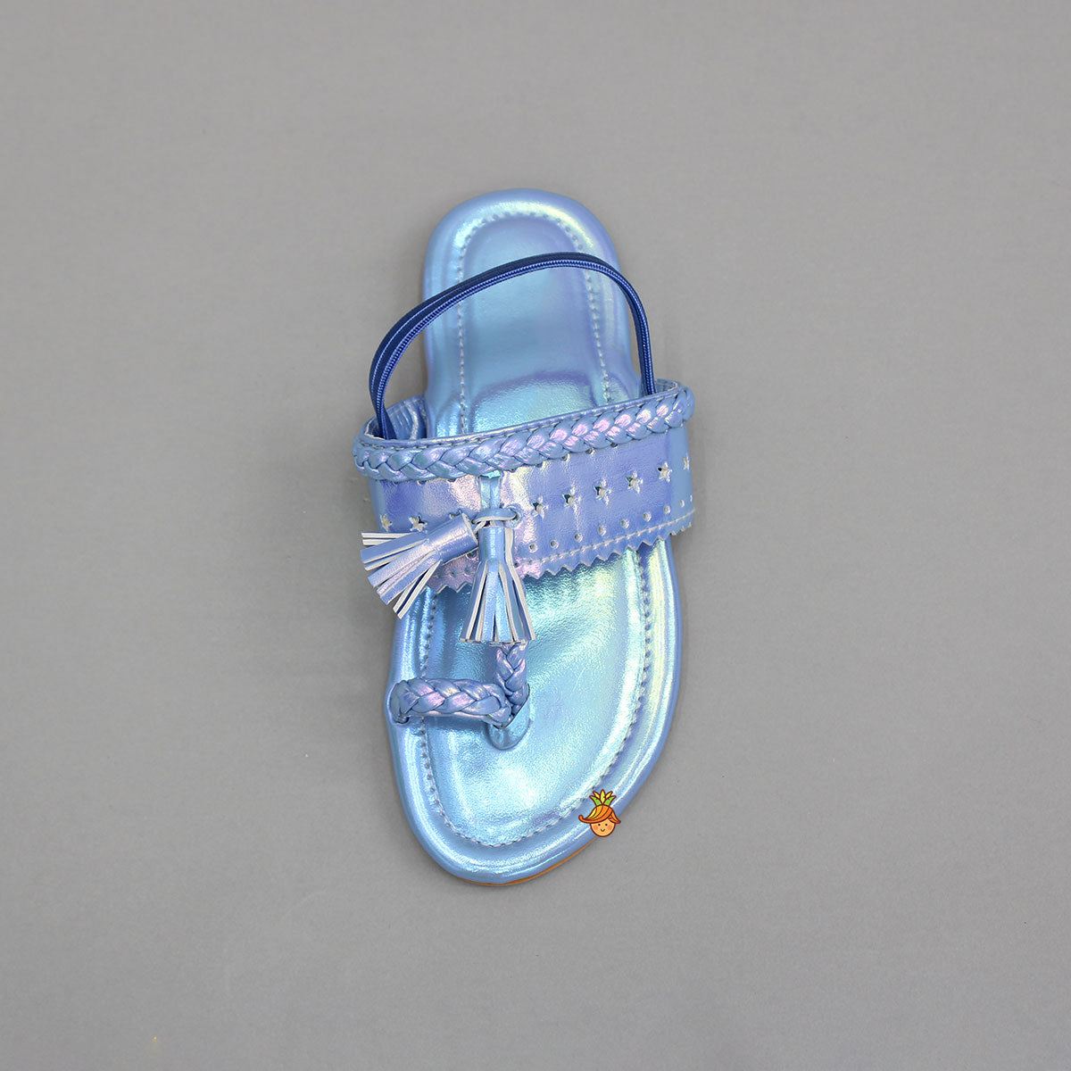 Pre Order: Blue Holographic Braid Detailed Kolhapuri Flats