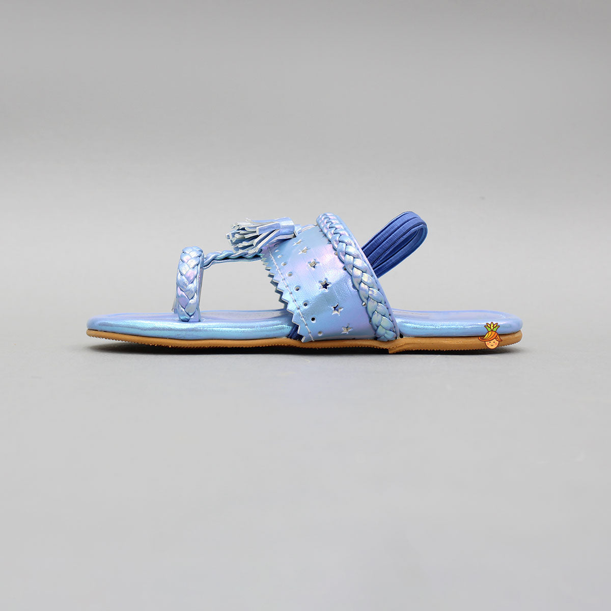 Pre Order: Blue Holographic Braid Detailed Kolhapuri Flats