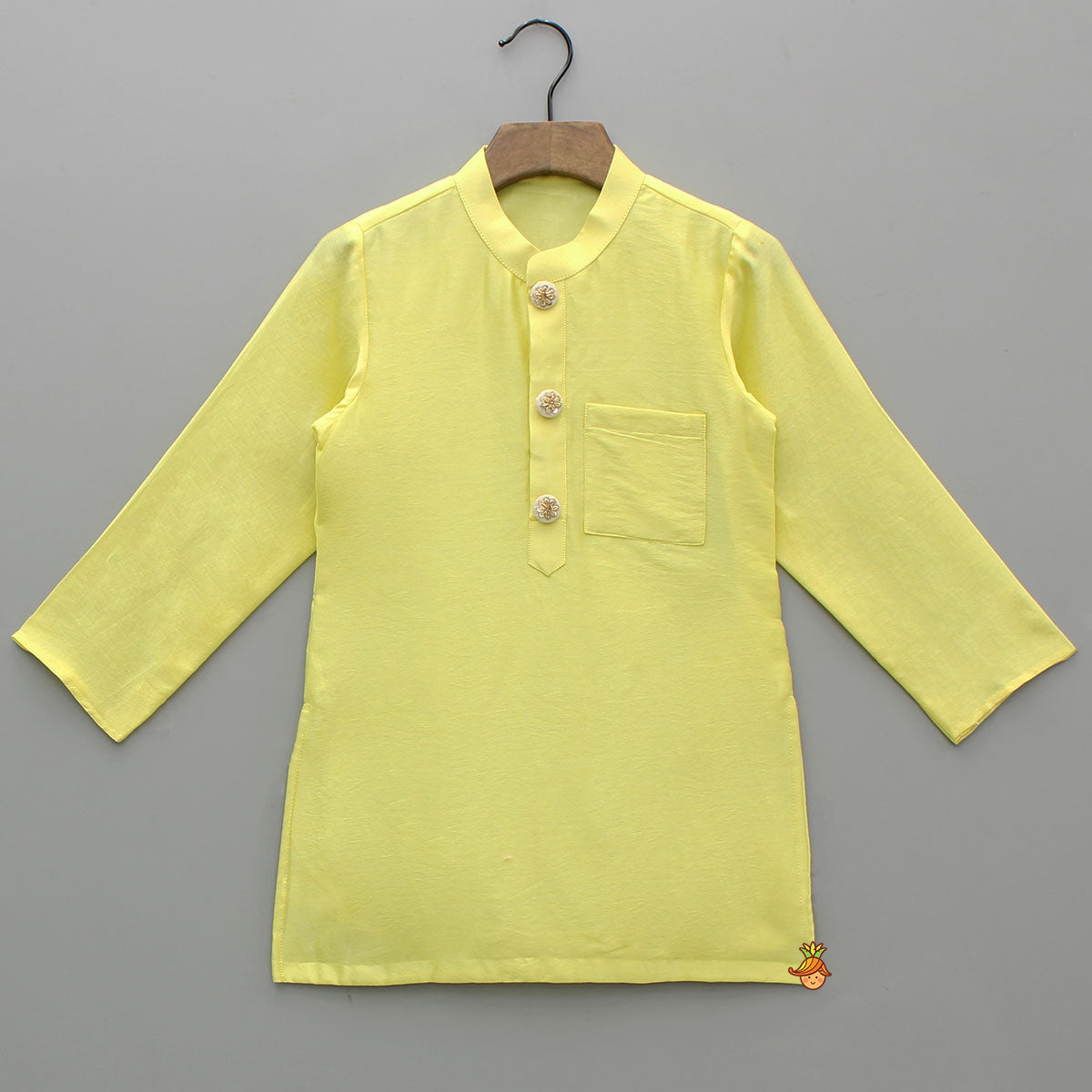 Pre Order: Yellow Kurta With Embroidered Jacket And White Pyjama