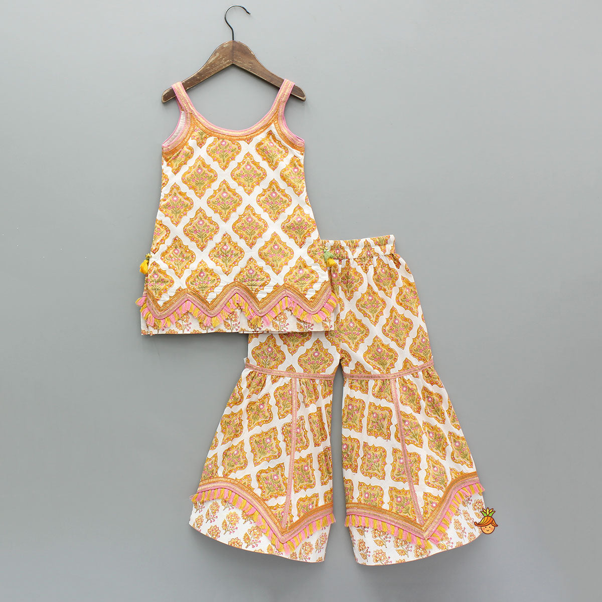 Pre Order: Floral Printed Cotton Kurti With Matching Sharara