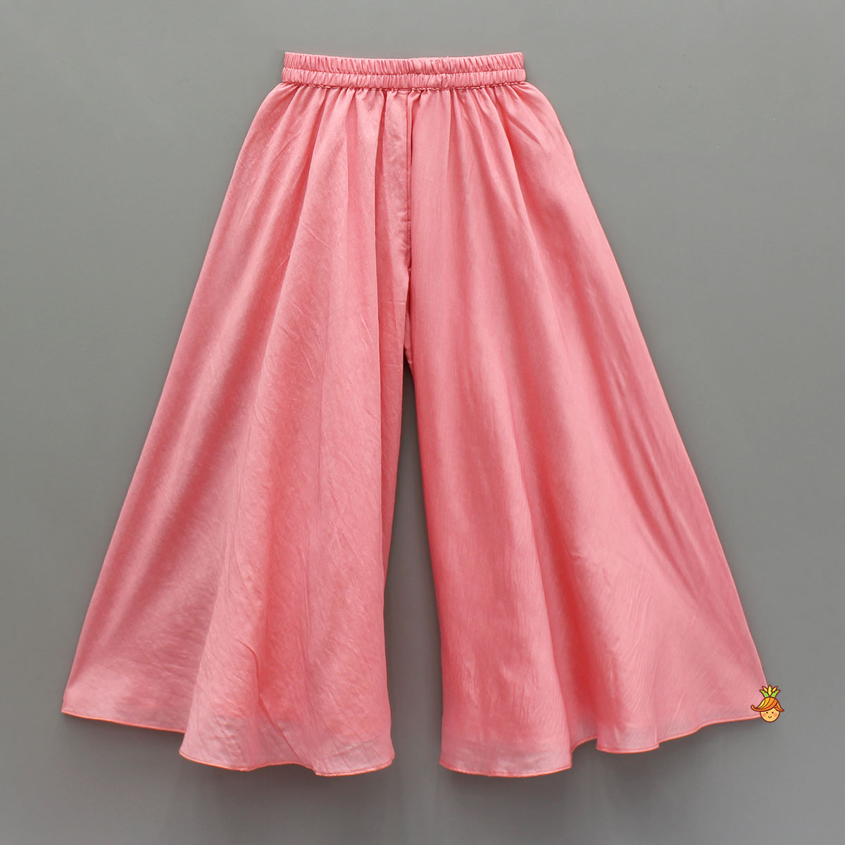 Pre Order: Pink Printed Jacket Style Peplum Top And Flared Palazzo