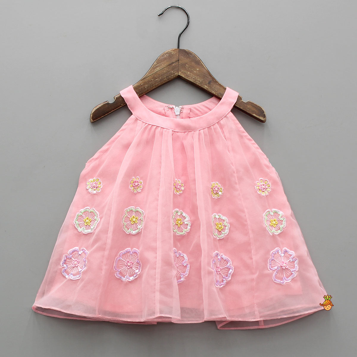 Pre Order: Lovely Pink Halter Neck Organza Top With Palazzo