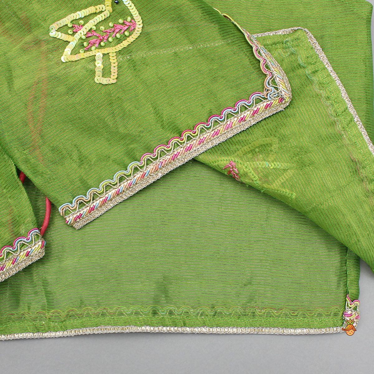 Pre Order: Green Kurti With Vest Style Jacket And Pant And Dupatta