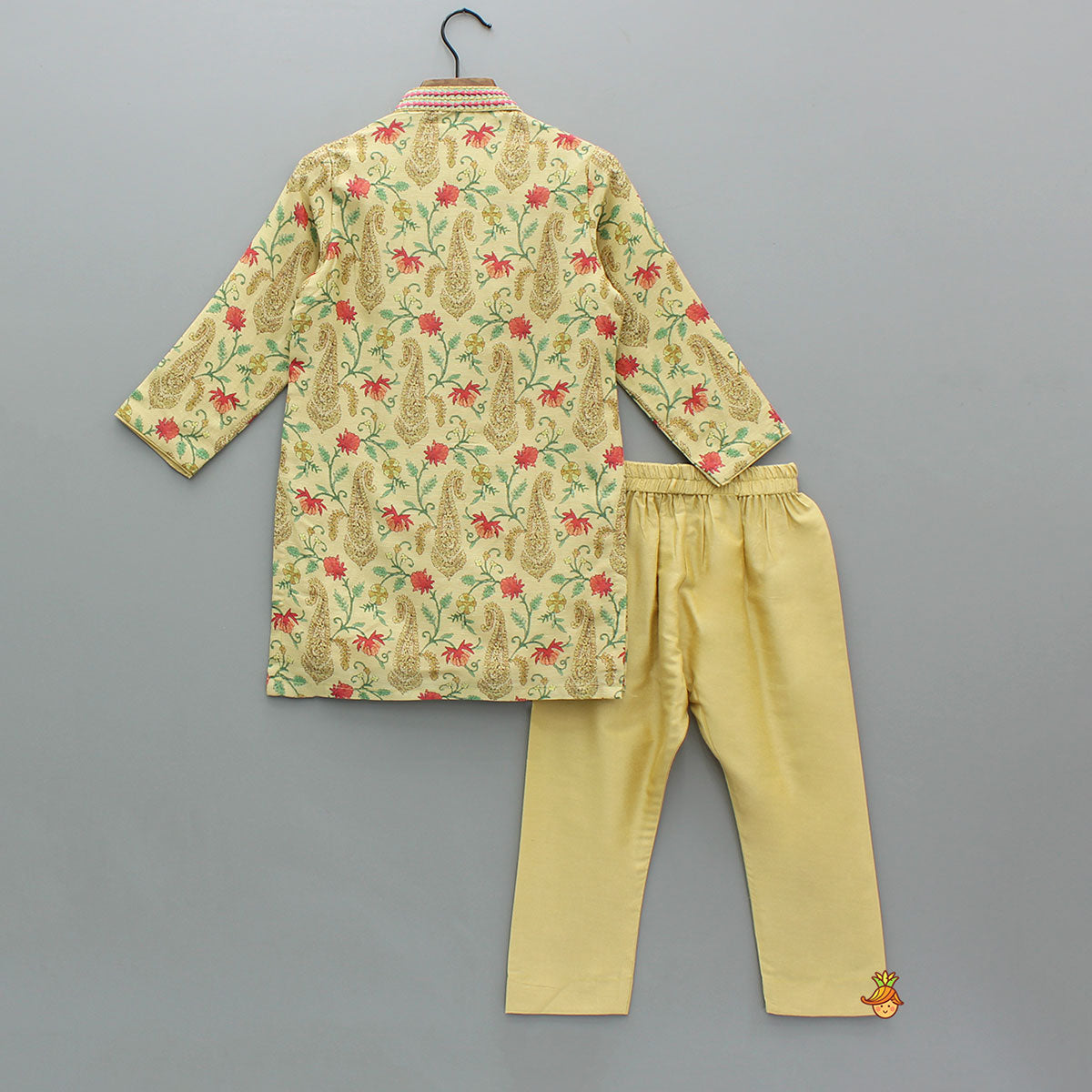 Pre Order: Beige Floral Printed Kurta With Matching Pyjama
