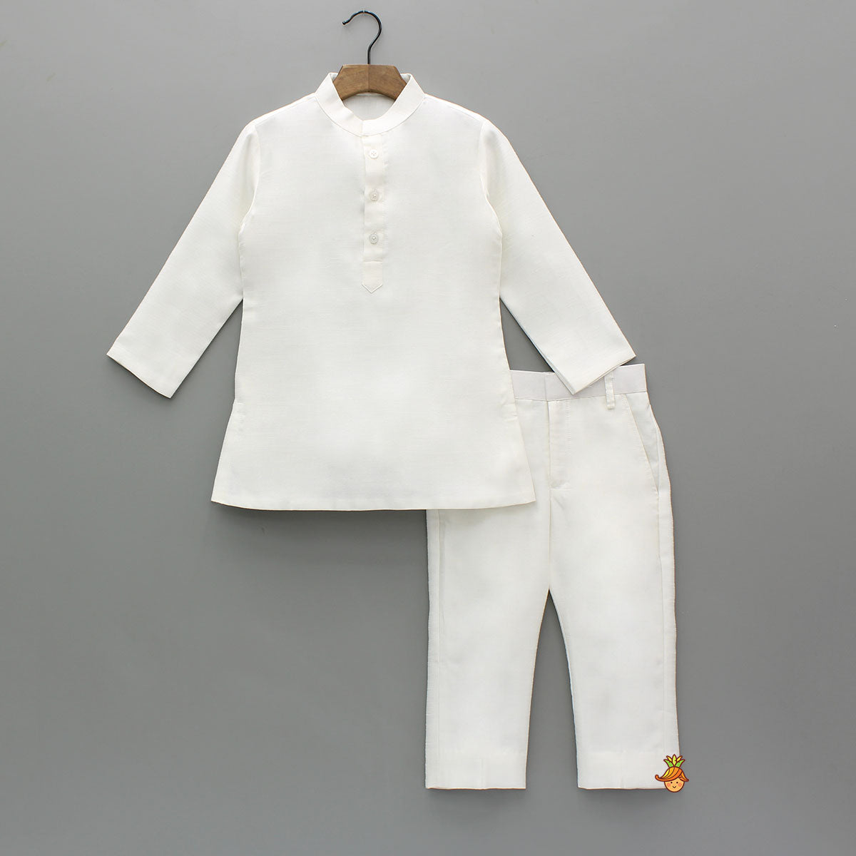 Pre Order: Off White Kurta With Embroidered Jacket With Pant