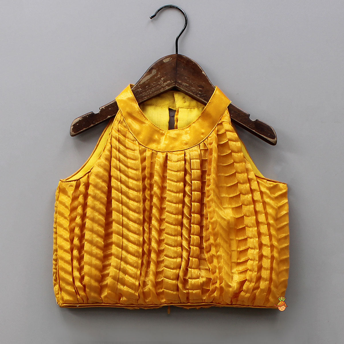 Pre Order: Beautiful Yellow Shimmery Halter Neck Top With Lehenga