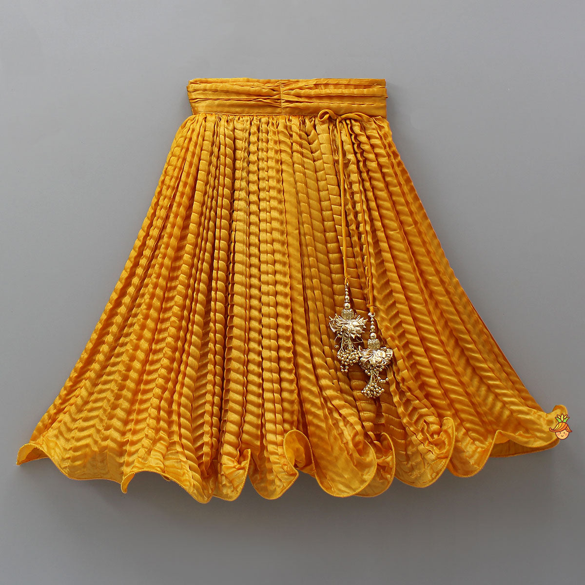 Pre Order: Beautiful Yellow Shimmery Halter Neck Top With Lehenga