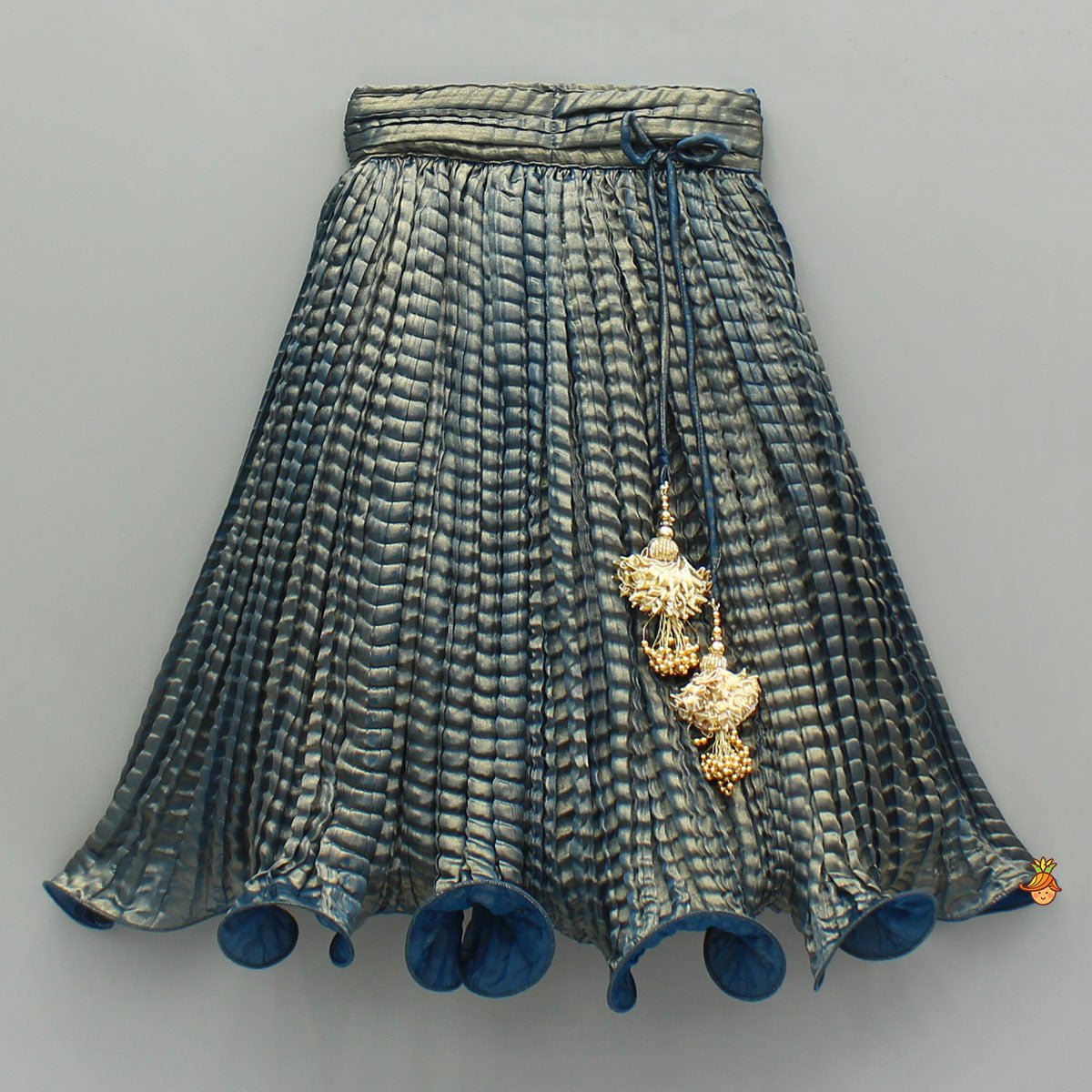 Pre Order: Beautiful Blue Shimmery Halter Neck Top With Lehenga