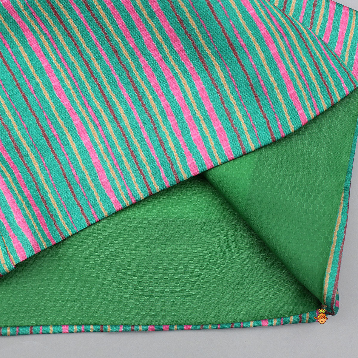 Pre Order: Green Kurta With Printed Jacket And Pyjama