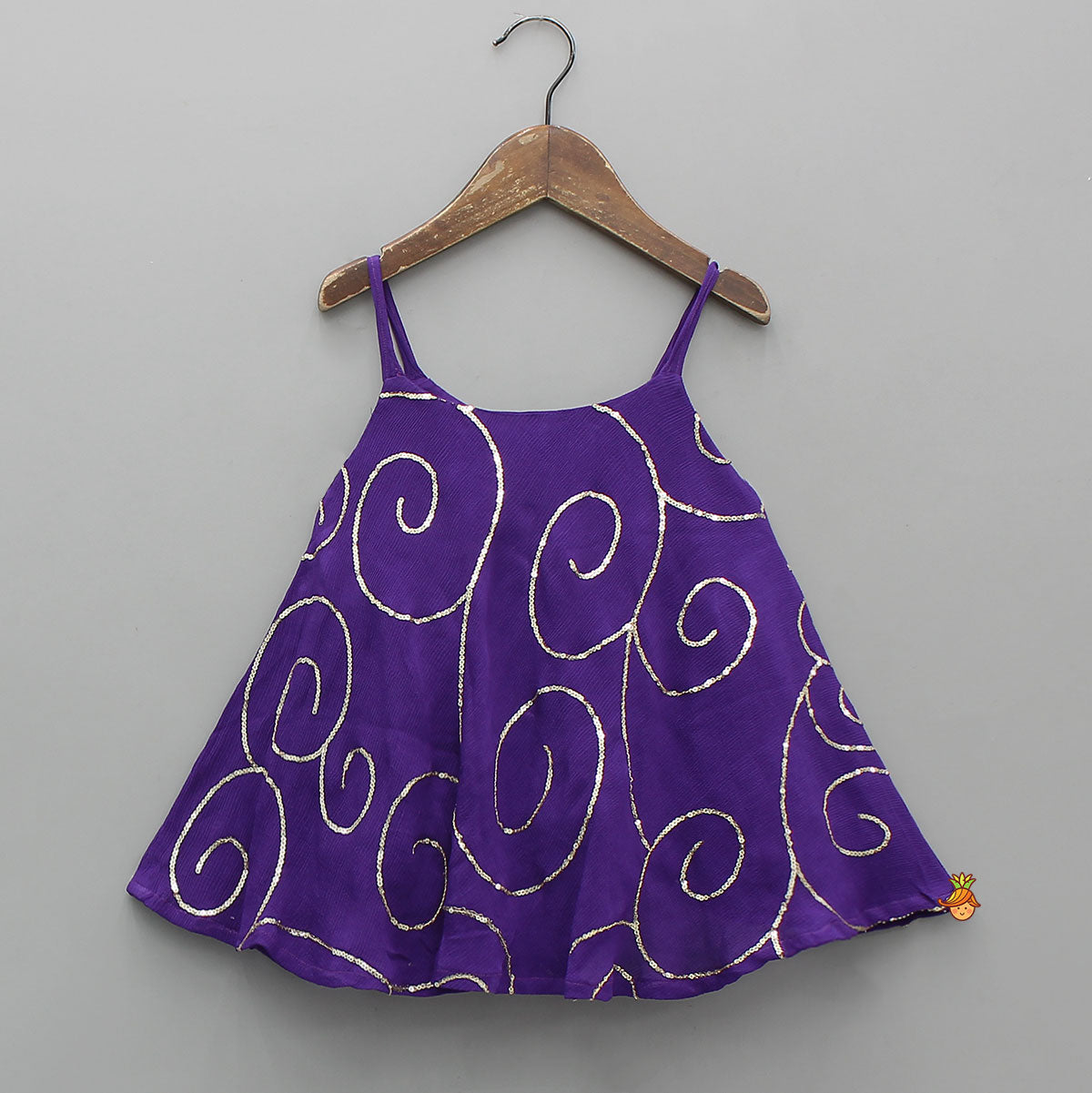 Pre Order: Purple Strappy Sequin Embellished Kurti With Dhoti
