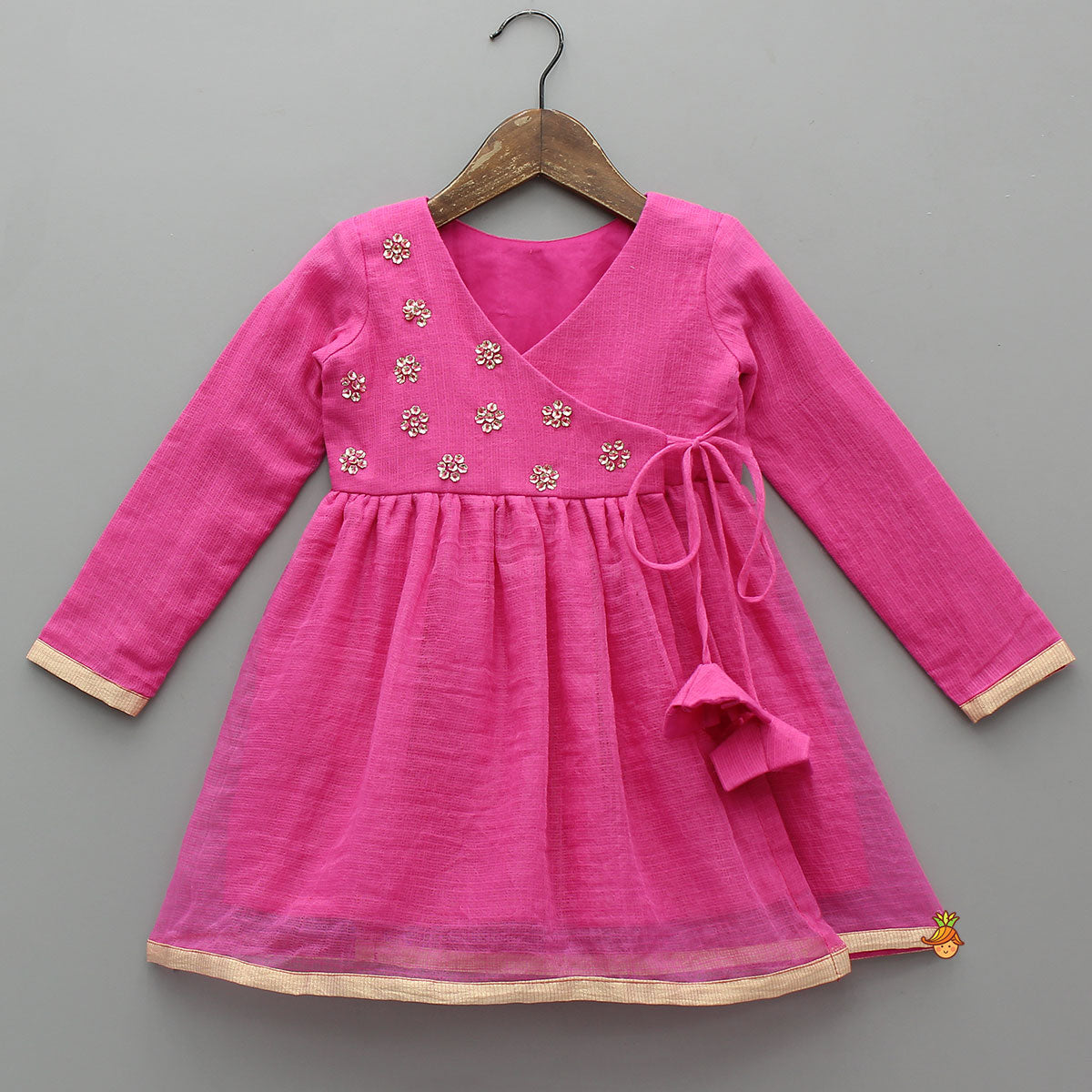 Pre Order: Pink Angarkha Style Kurti With Matching Pant