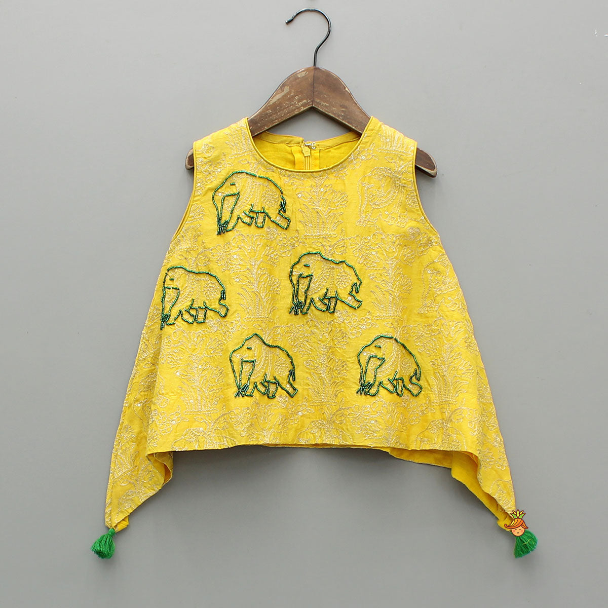 Pre Order: Yellow Embroidered Top With Palazzo