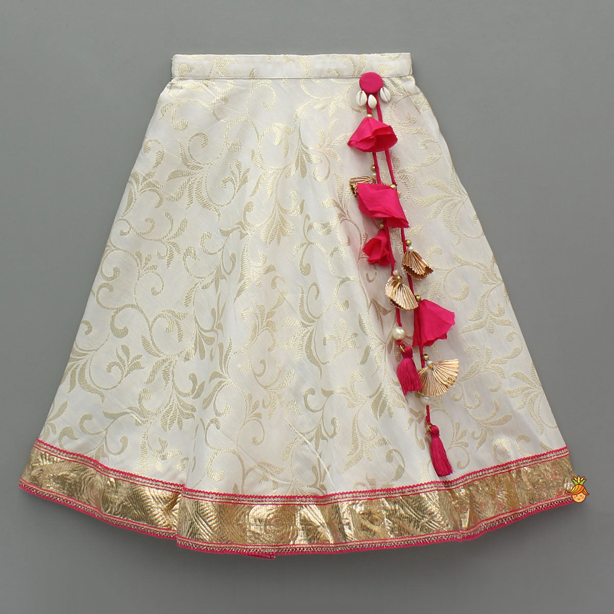 Pre Order: Stylish Pink Halter Neck Top With Brocade Lehenga