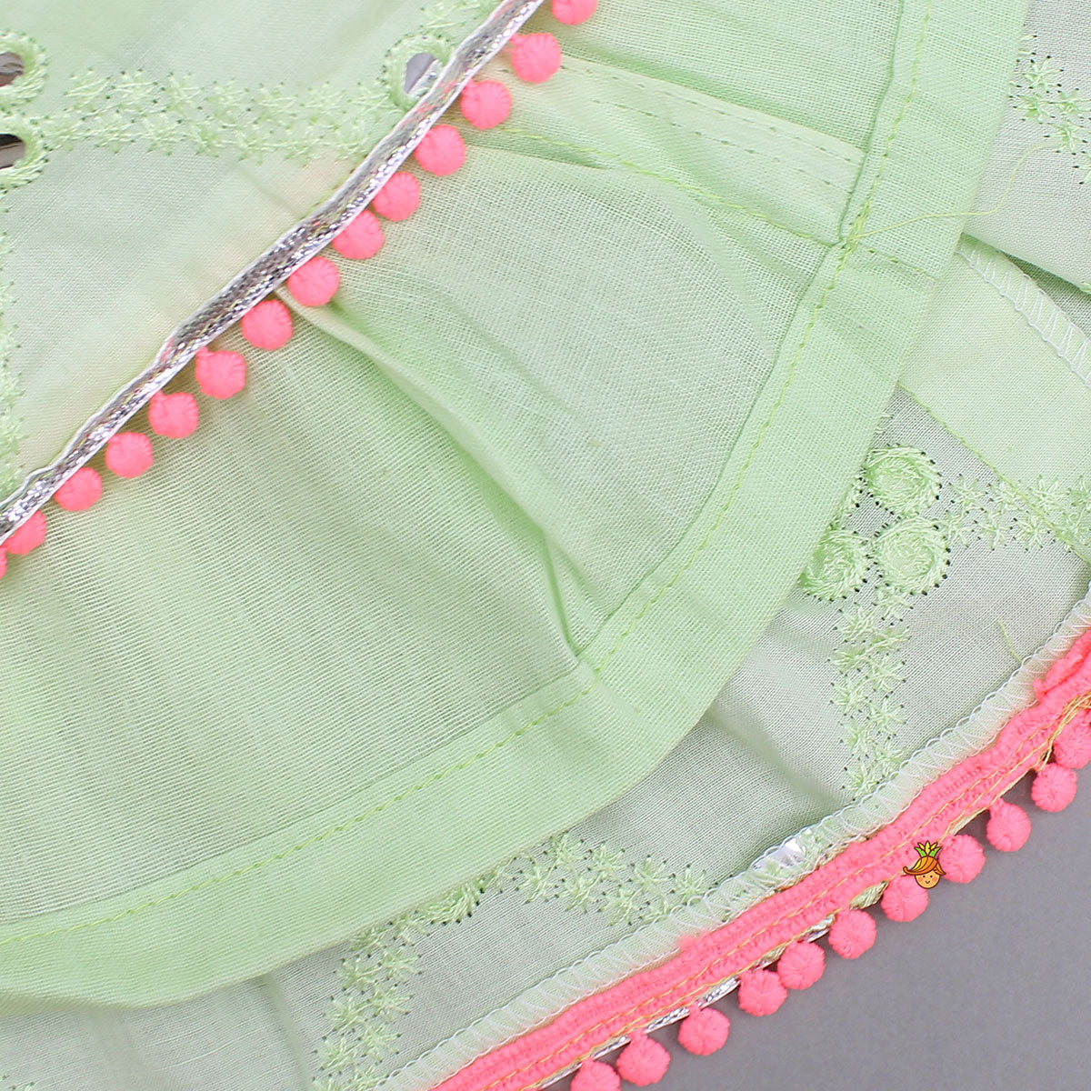 V-Neck Faux Mirror Work Kurti With Sharara