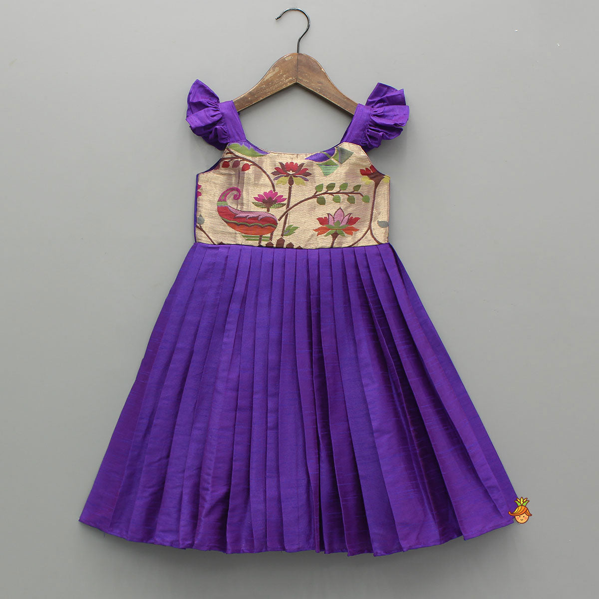 Pre Order: Purple Strappy Dress With Pleated Detailing