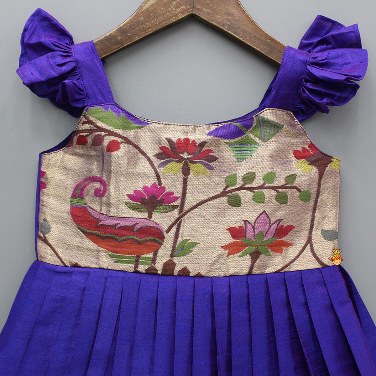 Pre Order: Purple Strappy Dress With Pleated Detailing