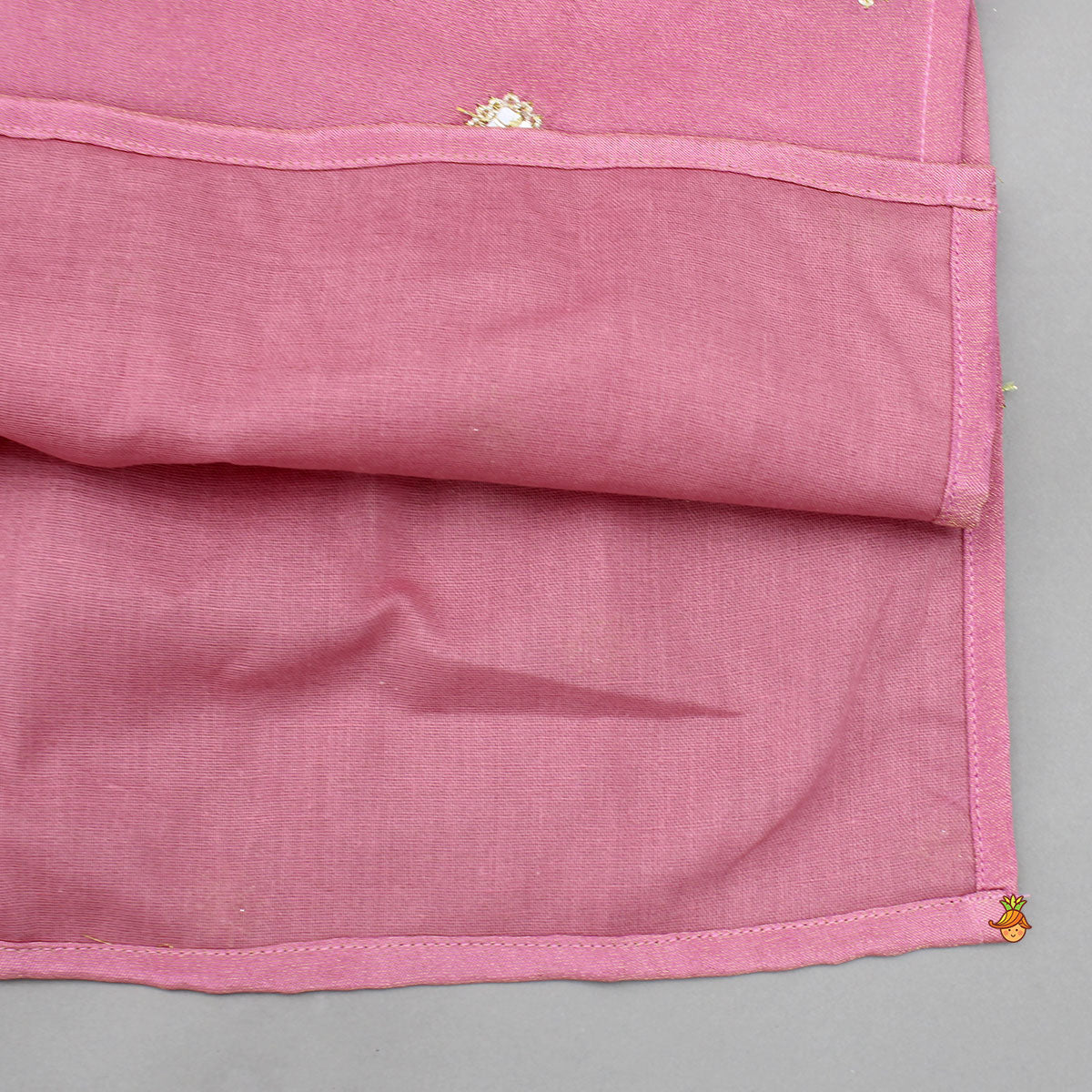 Pre Order: Shimmery Faux Mirror Embroidered Pink Kurta With Pyjama