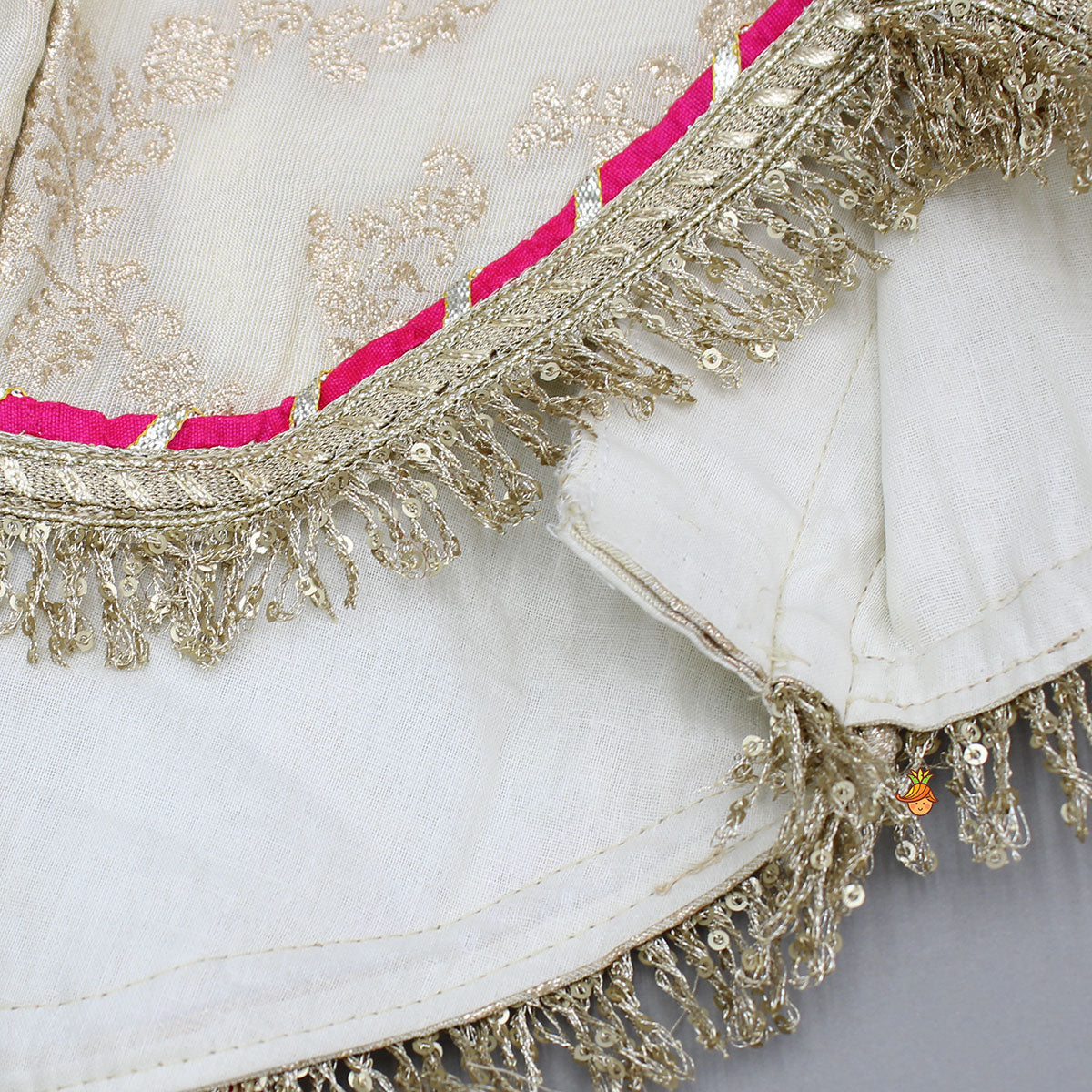 Pre Order: Lace Adorned Floral Sleeveless Top With Sequin Detailed Lehenga