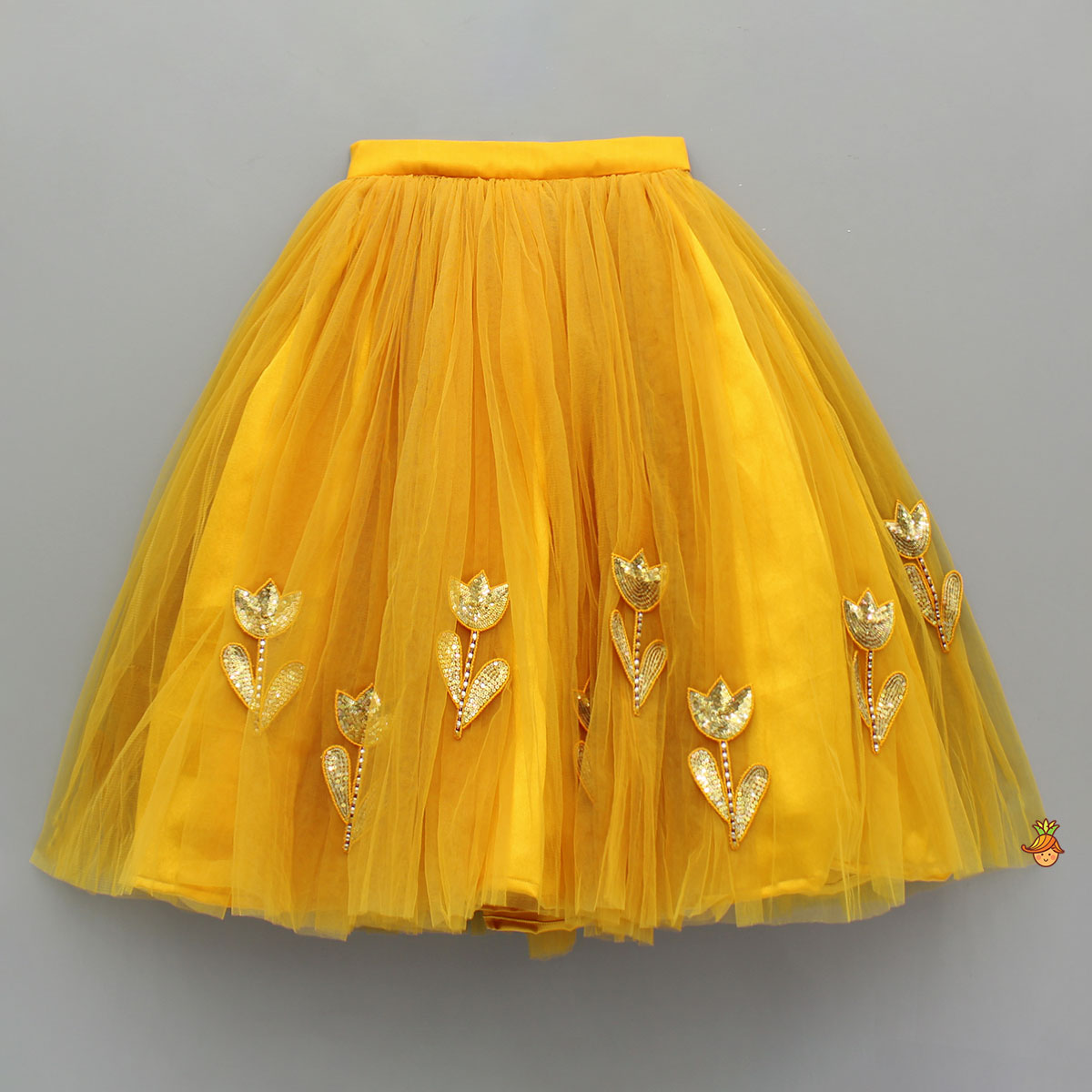 Pre Order: Sequins Embroidered Pleat Detailed Top With Tulle Lehenga And Dupatta