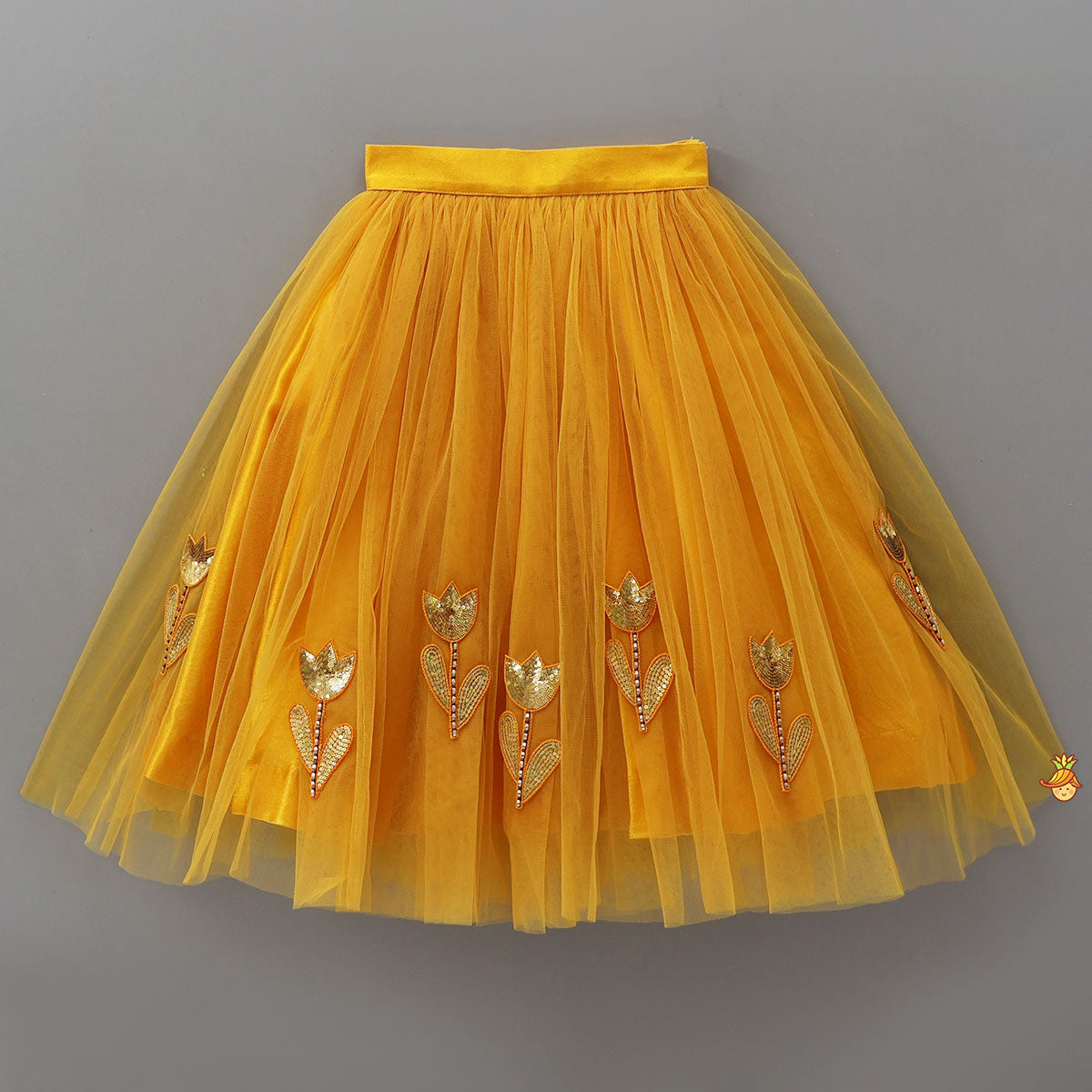 Pre Order: Sequins Embroidered Pleat Detailed Top With Tulle Lehenga And Dupatta