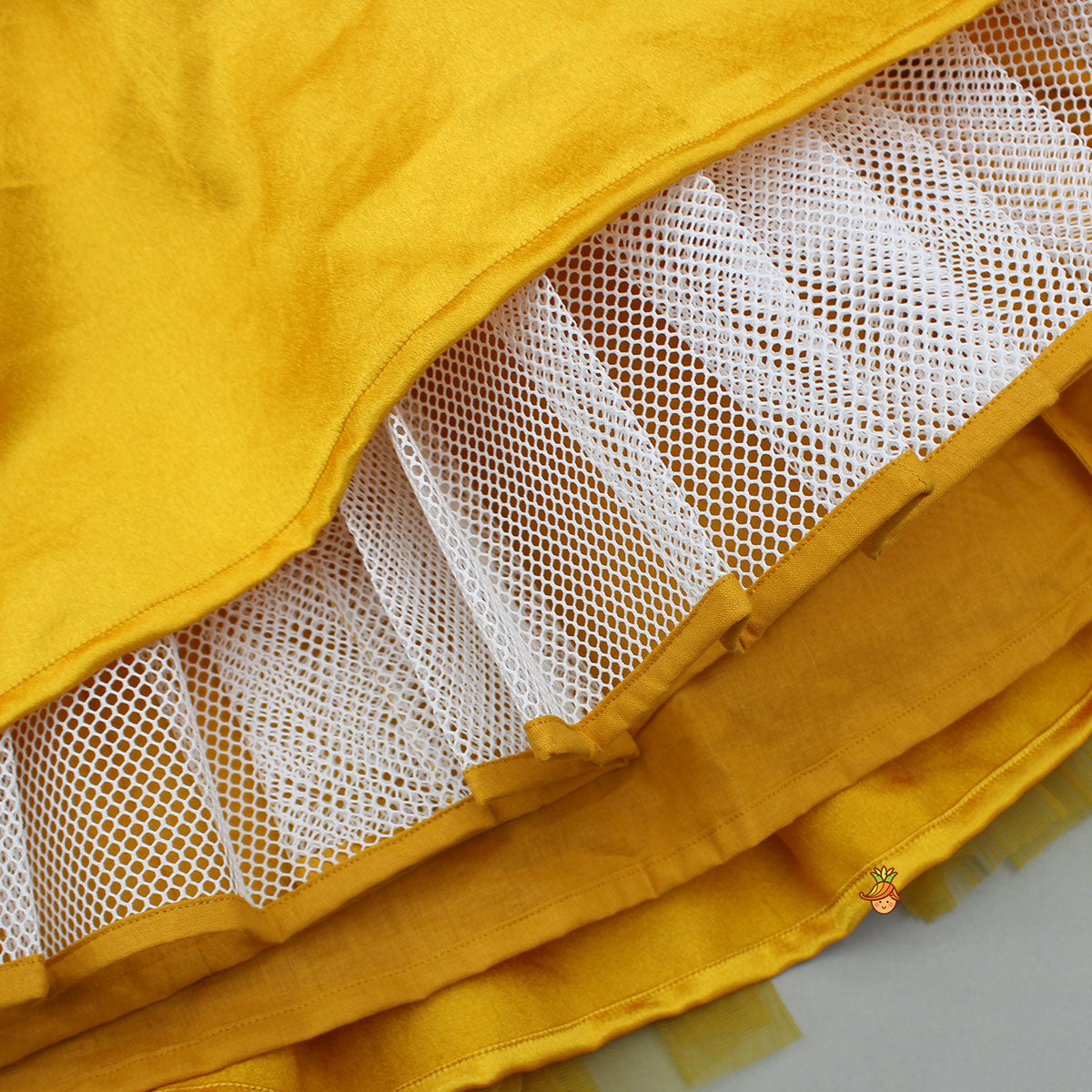 Pre Order: Sequins Embroidered Pleat Detailed Top With Tulle Lehenga And Dupatta