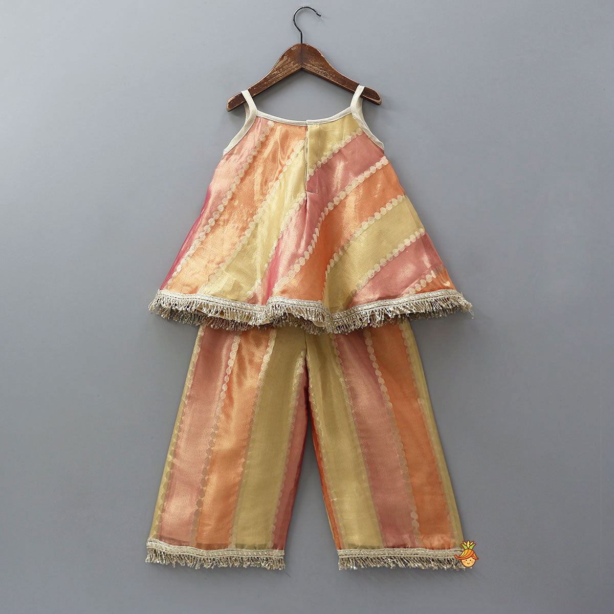 Pre Order: Shimmery Strappy Flowy Top With Matching Shimmery Palazzo