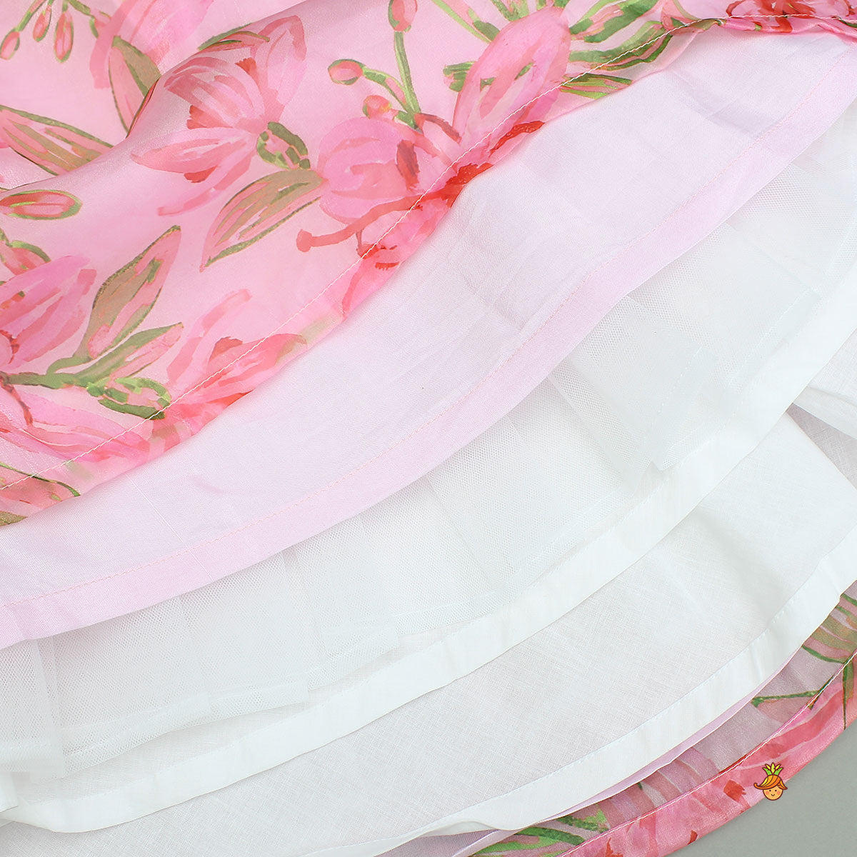 Pre Order: Floral Printed Lace Work Top With Matching Lehenga And Net Dupatta