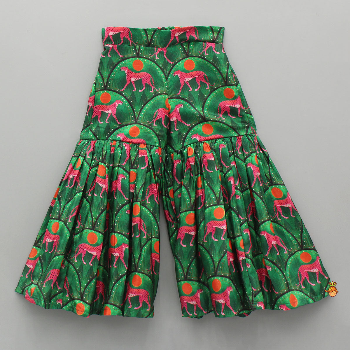 Pre Order: Green Printed Stylish Crop Top With Sharara