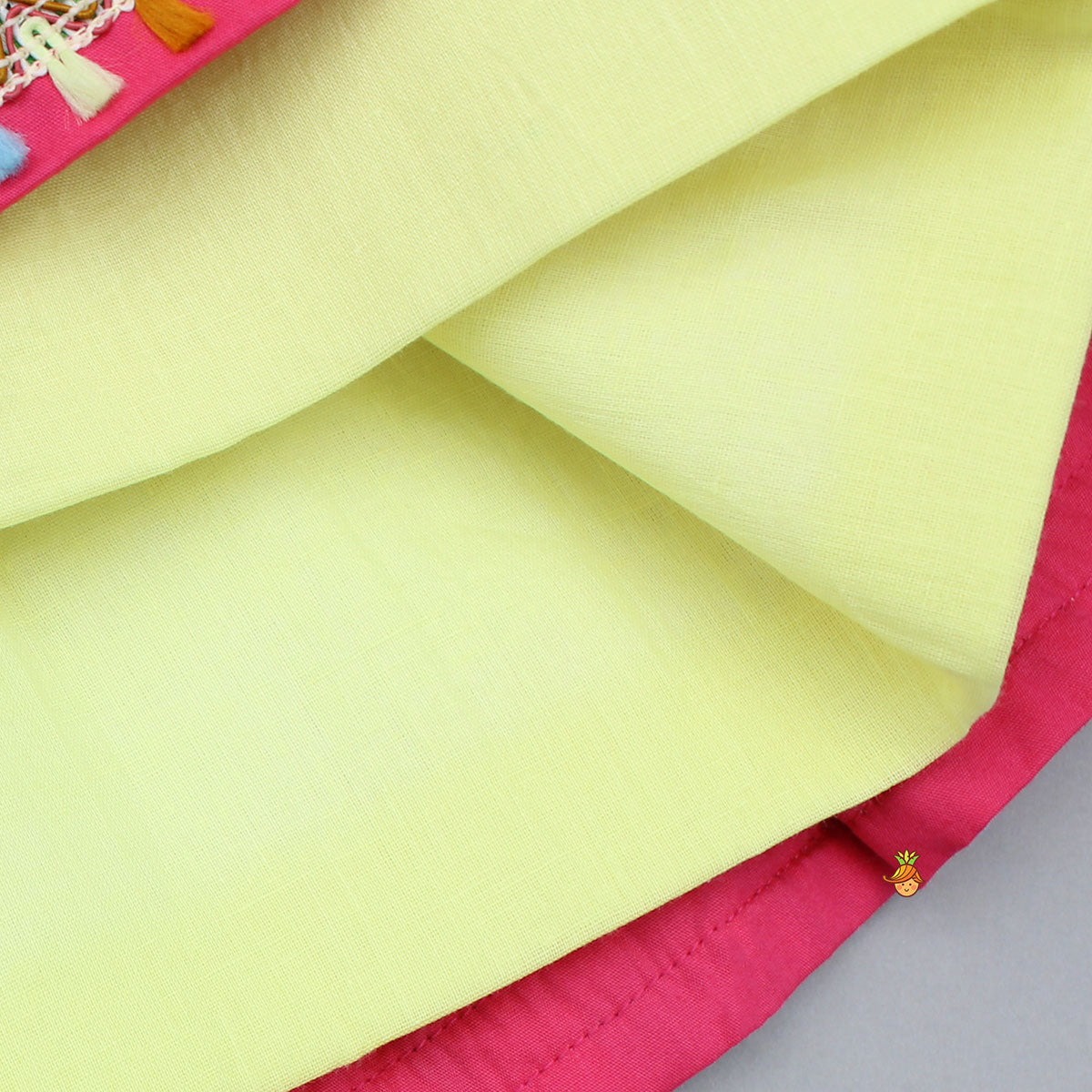 Pre Order: Yellow Floral Printed Tie Up Top With Matching Lehenga And Dupatta