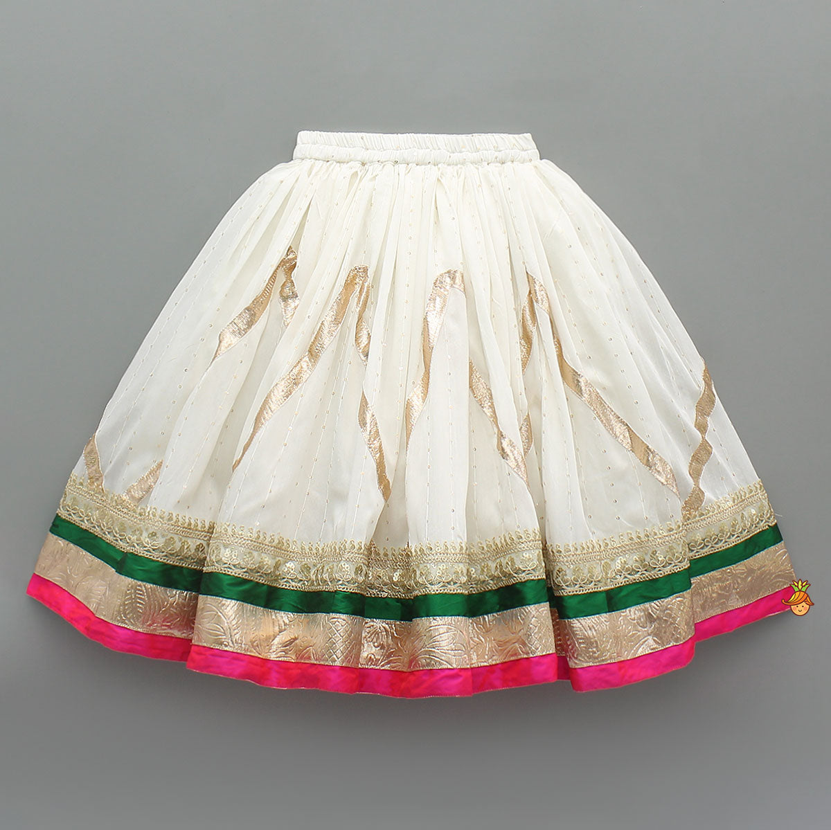 Pre Order: Off White Brocade Top With Lehenga And Dupatta