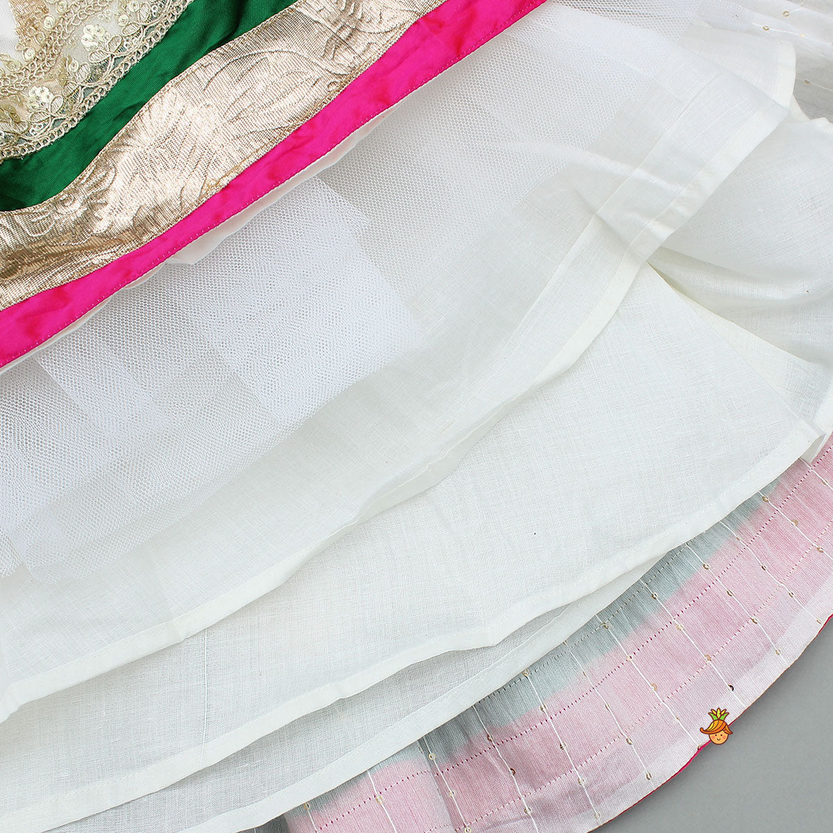 Pre Order: Off White Brocade Top With Lehenga And Dupatta