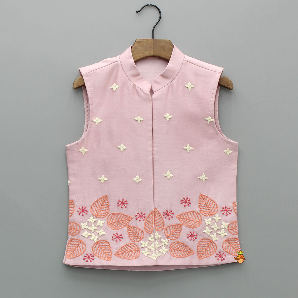 Pre Order: Pink Kurta With Hand Embroidered Jacket And Pyjama
