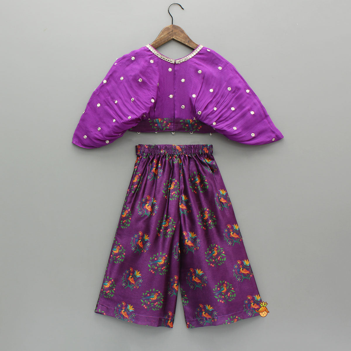 Pre Order: Stylish Purple Top With Printed Palazzo