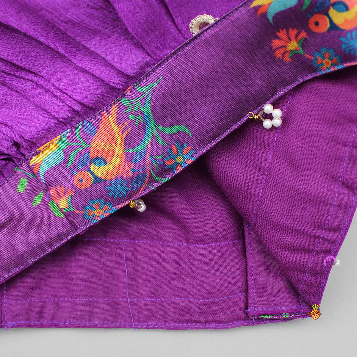 Pre Order: Stylish Purple Top With Printed Palazzo
