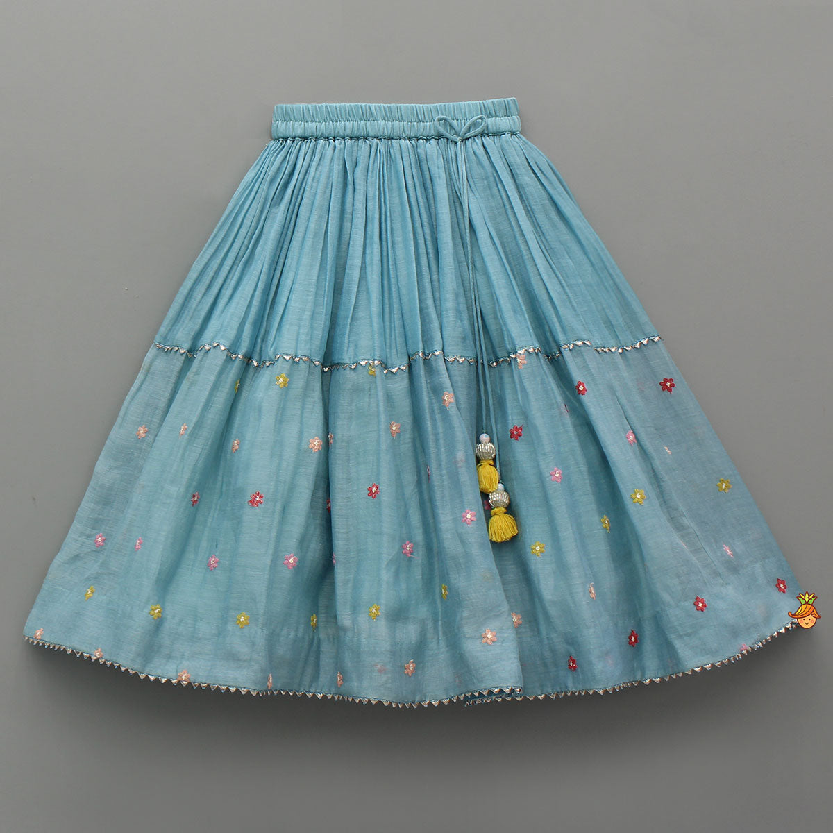 Pre Order: Bells-Enhanced Blue Top And Lehenga