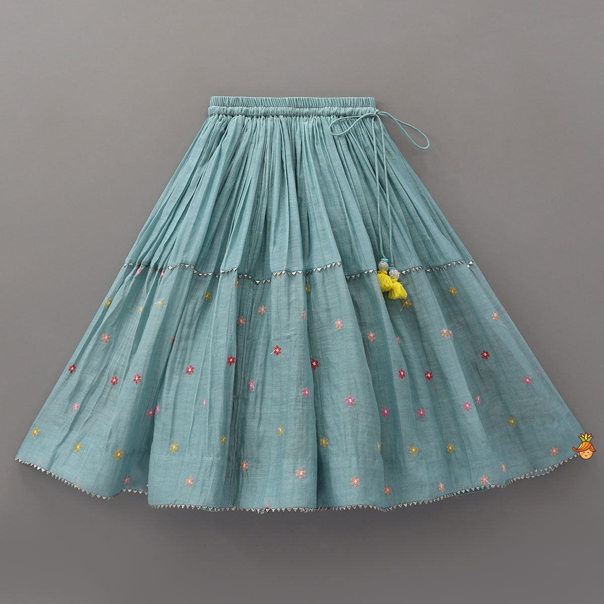Pre Order: Bells-Enhanced Blue Top And Lehenga