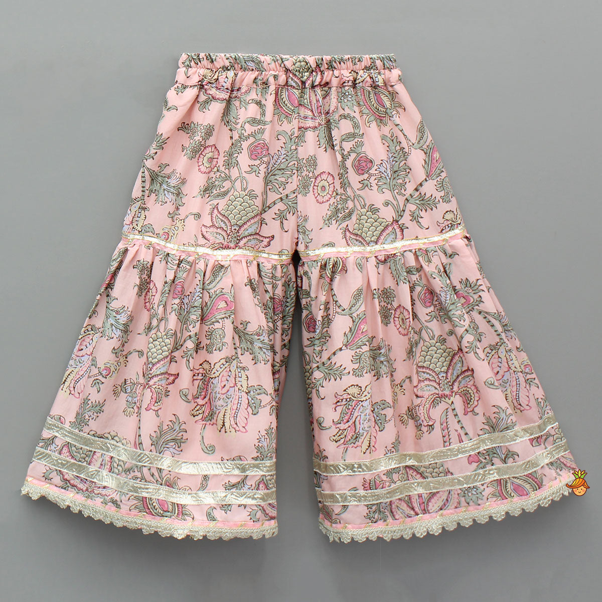 Pre Order: Printed Kurti With Sharara And Dupatta