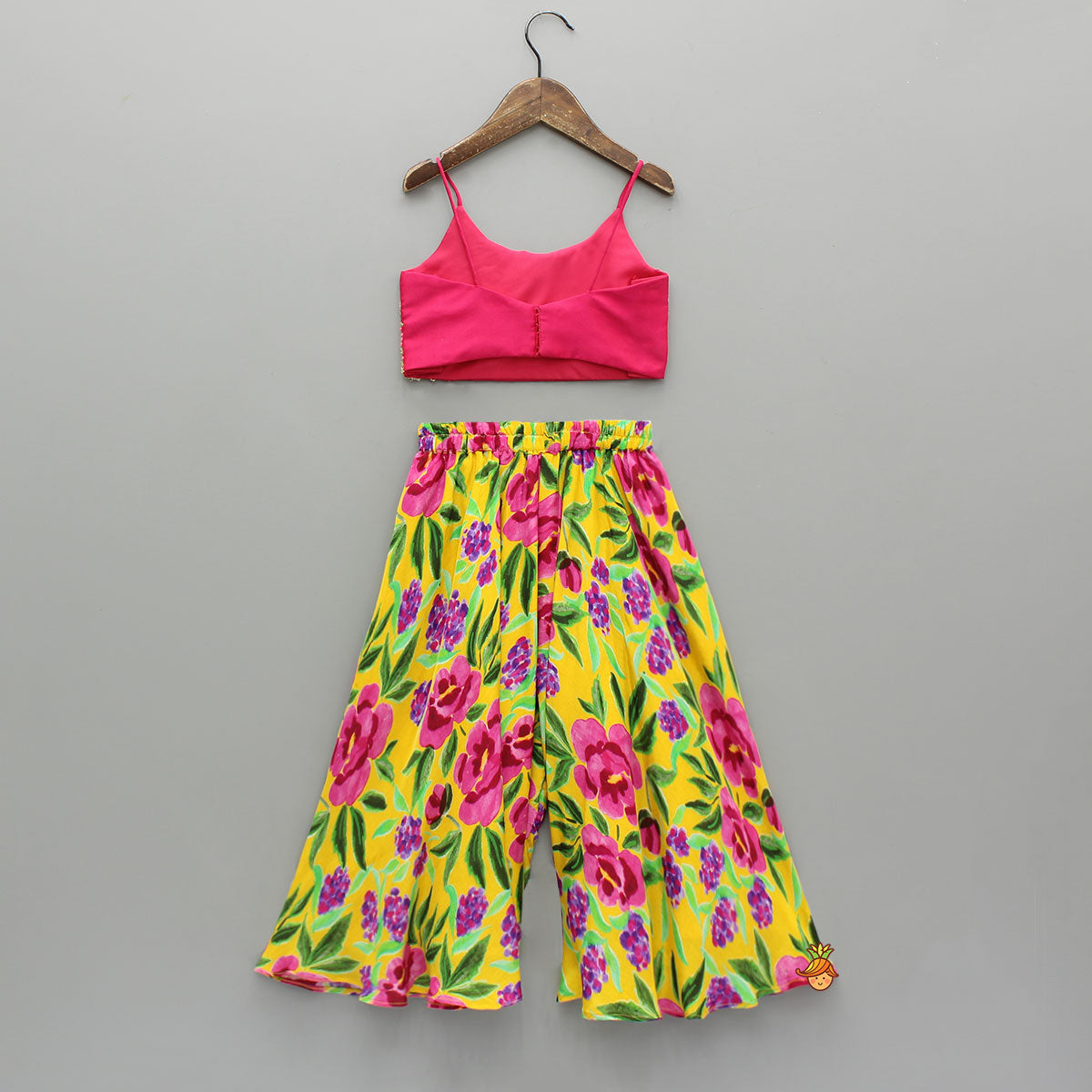 Pre Order: Beautiful Pink Embroidered Top With Printed Palazzo