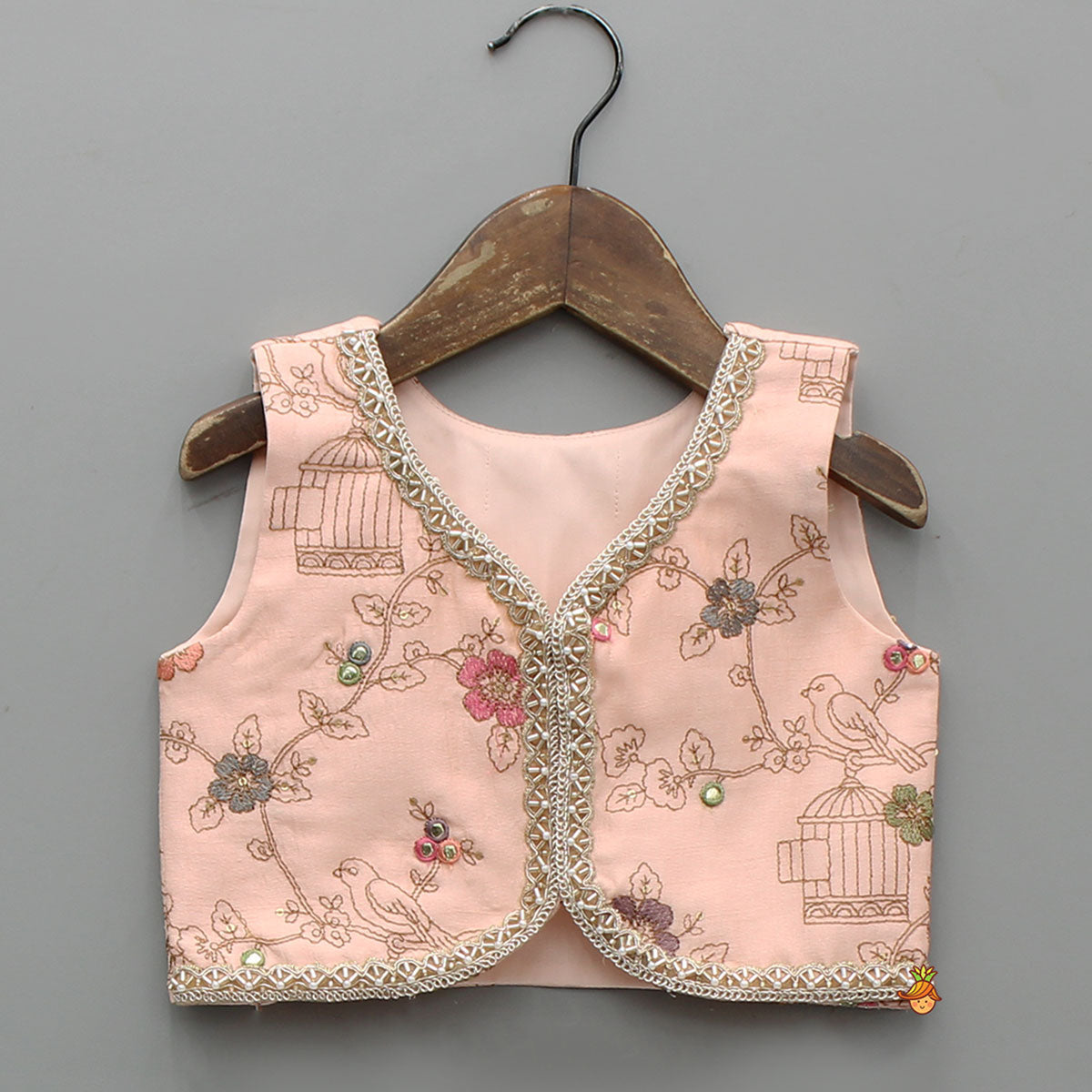 Pre Order: Elegant Faux Mirror Embroidered Top With Matching Lehenga