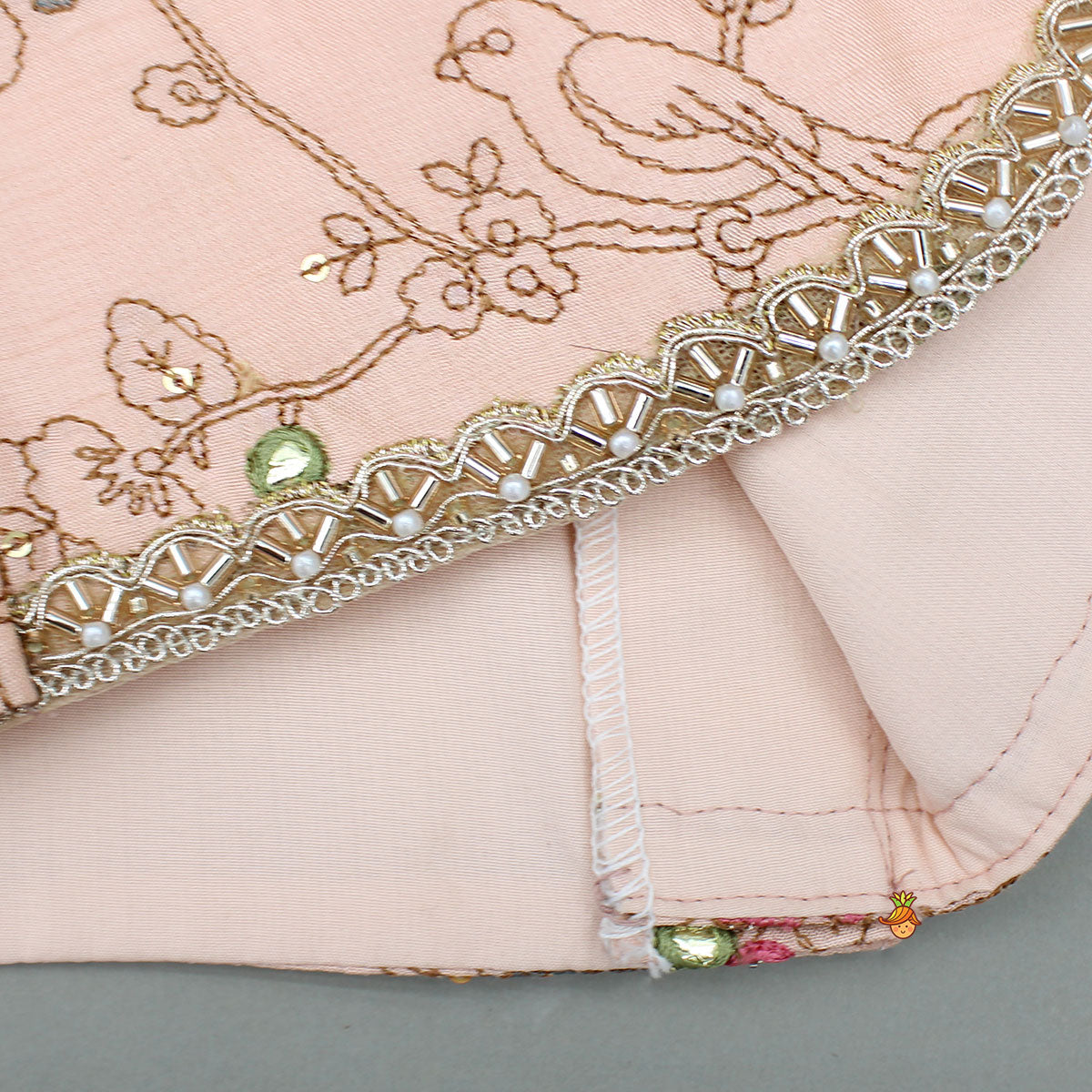 Pre Order: Elegant Faux Mirror Embroidered Top With Matching Lehenga