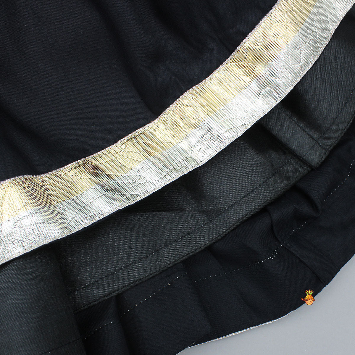 Pre Order: Black Embellished Faux Mirror Embroidered Top With Tiered Lehenga And Dupatta With Bandana