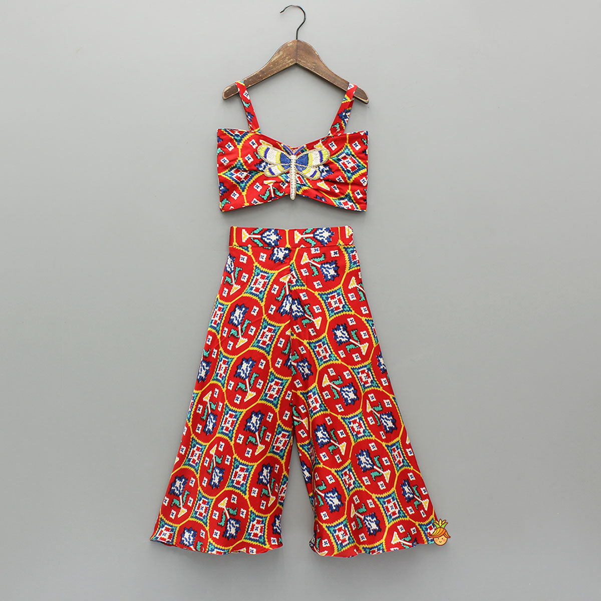 Pre Order: Printed Multicolour Strappy Top With Palazzo