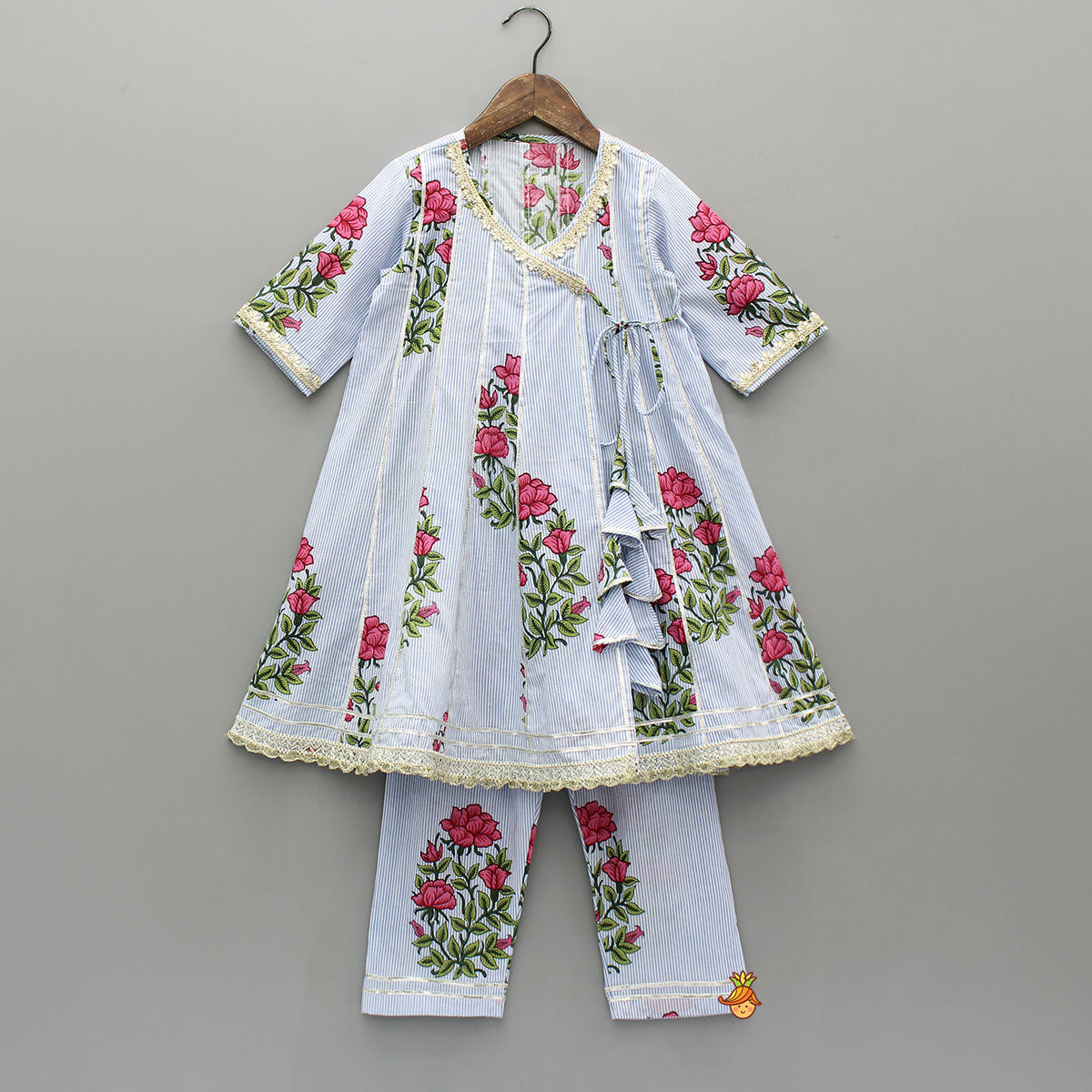 Pre Order: Angarkha Style Flared Long Kurti With Pant