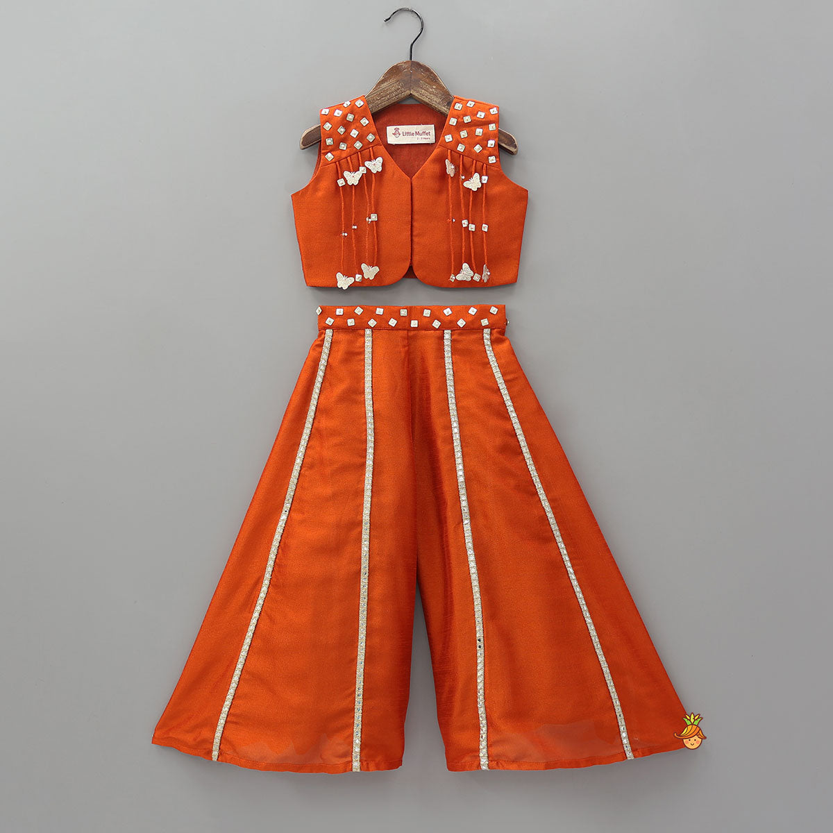 Pre Order: Stunning Butterfly Embellished Top With Matching Palazzo