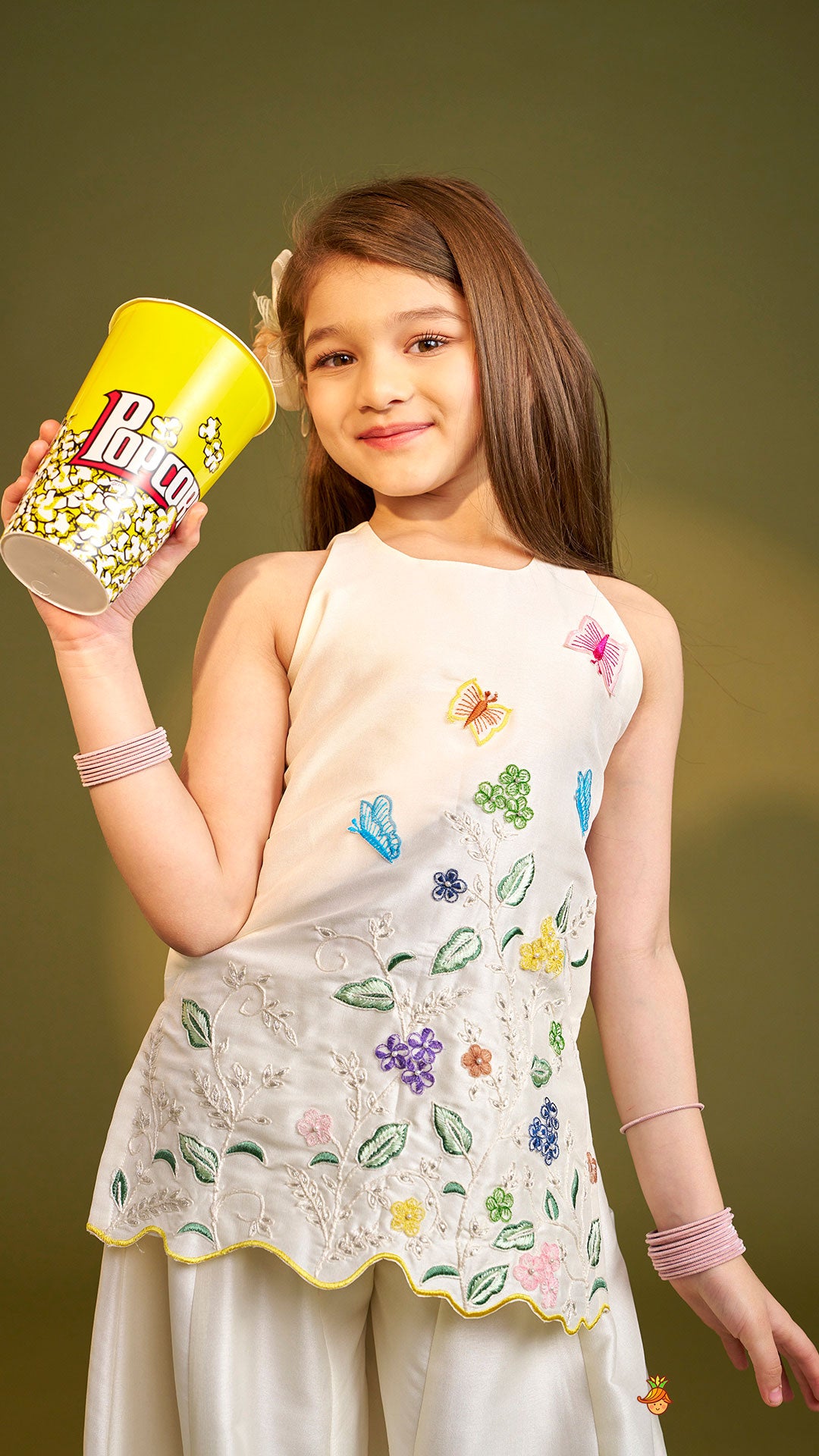 Pre Order: Beautiful Garden Themed Embroidered Kurti With Palazzo