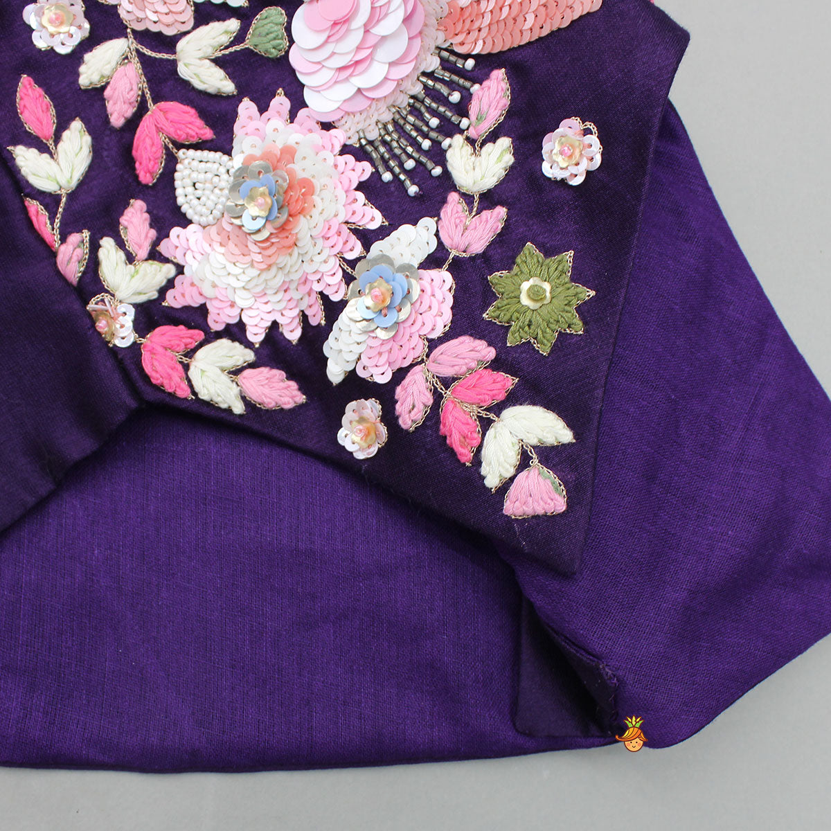 Pre Order: Purple Swan Embroidered Vest Top With Sharara